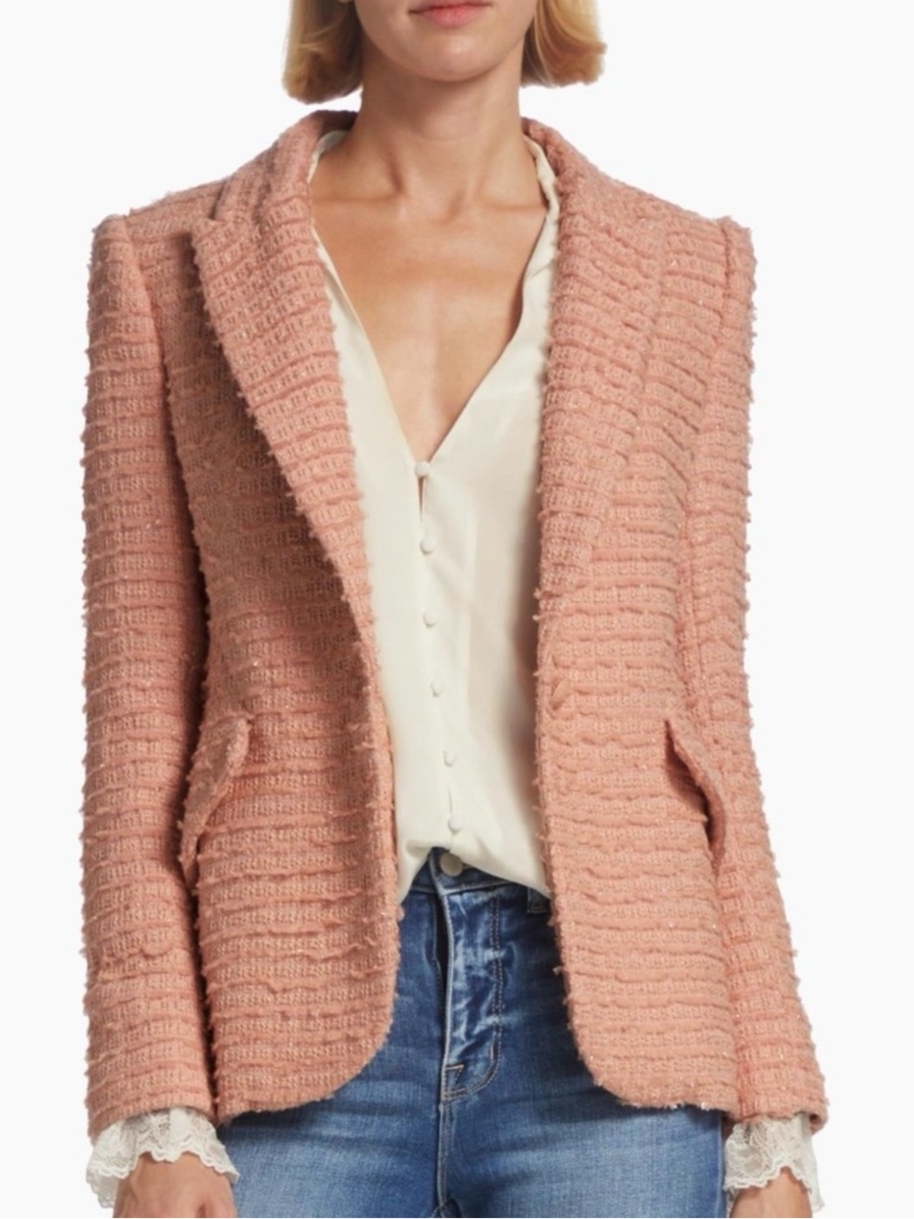 L'Agence Chamberlain Metallic Dusty Rose Blazer